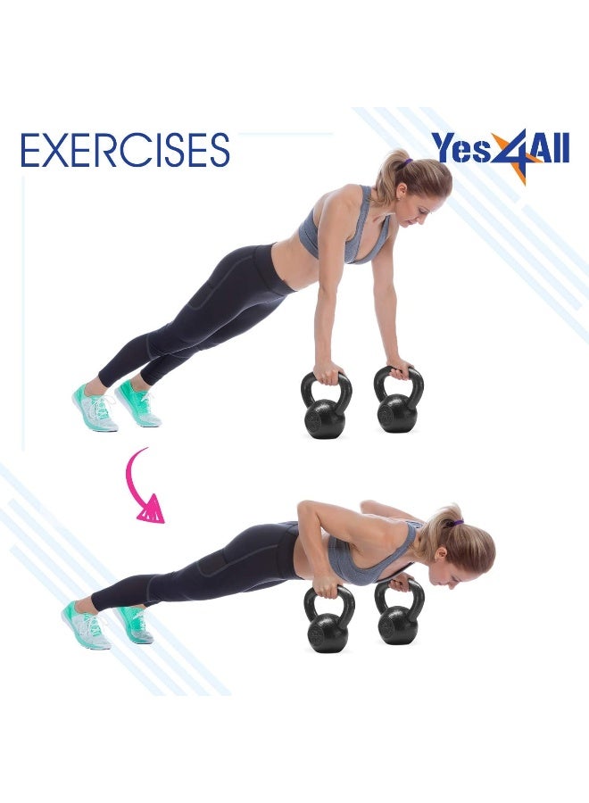 Yes4All Kettlebells Set 15 20 lbs Weight Cast Iron for Dumbbell Weights Exercises, Gym, Fitness, Full Body Workout Equipment Push up, Grip and Strength Training - Image 3