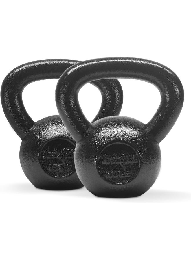Yes4All Kettlebells Set 15 20 lbs Weight Cast Iron for Dumbbell Weights Exercises, Gym, Fitness, Full Body Workout Equipment Push up, Grip and Strength Training - Image 4