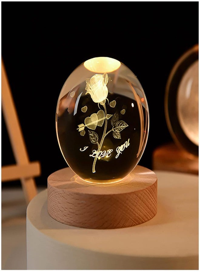 MSA Galaxy Projector Lamp 3D Crystal Ball Crystal Ball Night Light Dimmable Orange Galaxy Night Lights Wooden Base 3.15 inches Fantasy Decoration Crsytal Ball Nightlight(Pack of 1,Multidesign) - Image 3
