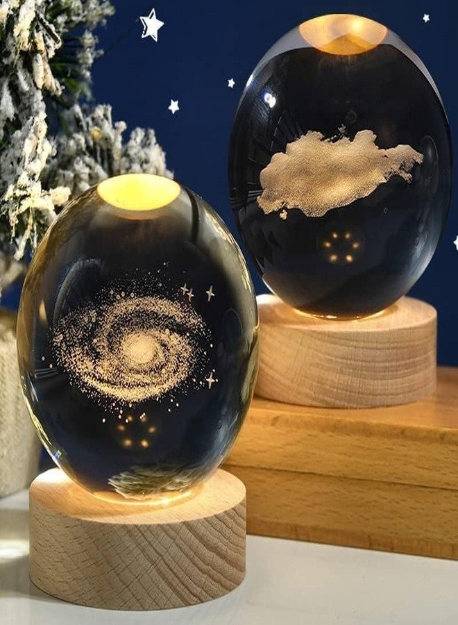 MSA Galaxy Projector Lamp 3D Crystal Ball Crystal Ball Night Light Dimmable Orange Galaxy Night Lights Wooden Base 3.15 inches Fantasy Decoration Crsytal Ball Nightlight(Pack of 1,Multidesign) - Image 4