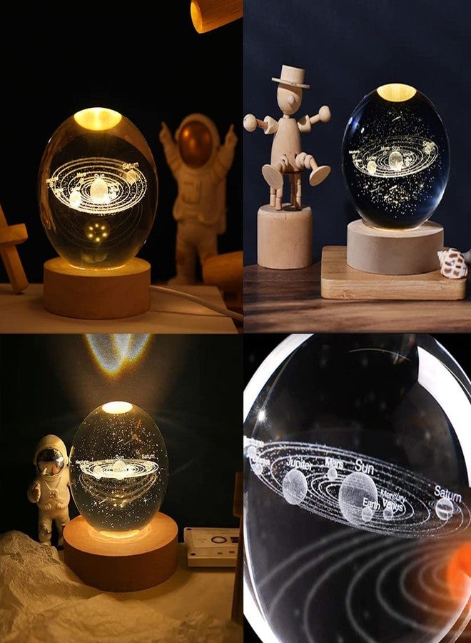 MSA Galaxy Projector Lamp 3D Crystal Ball Crystal Ball Night Light Dimmable Orange Galaxy Night Lights Wooden Base 3.15 inches Fantasy Decoration Crsytal Ball Nightlight(Pack of 1,Multidesign) - Image 5