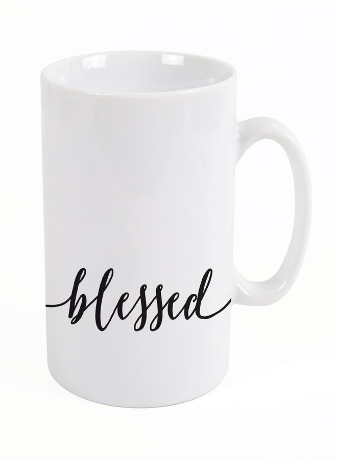 بي. جراهام دان كوب قهوة سيراميك أبيض بتصميم "Blessed Script" سعة 15 أونصة - Image 1