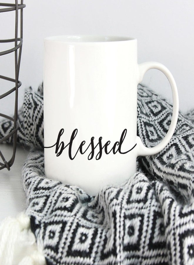 بي. جراهام دان كوب قهوة سيراميك أبيض بتصميم "Blessed Script" سعة 15 أونصة - Image 4