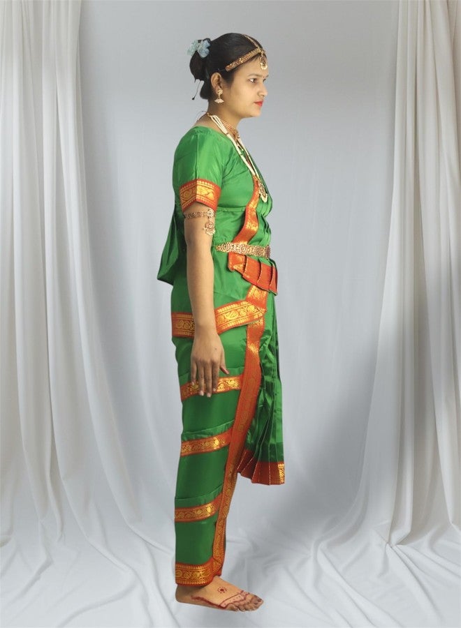 TWINKLE TOTS Bharatnatyam Green dress for girls Classical Dance Bharatnatyam costume for girls fancy dress School Functions and Events - Image 3