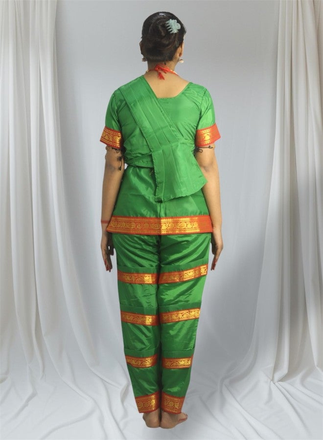 TWINKLE TOTS Bharatnatyam Green dress for girls Classical Dance Bharatnatyam costume for girls fancy dress School Functions and Events - Image 2