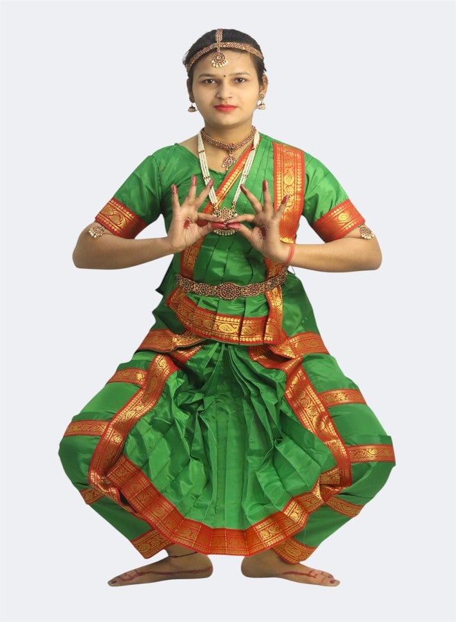 TWINKLE TOTS Bharatnatyam Green dress for girls Classical Dance Bharatnatyam costume for girls fancy dress School Functions and Events - Image 1