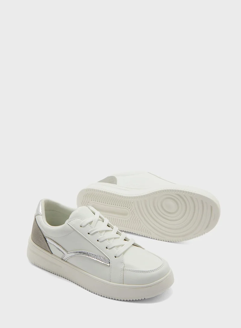Ginger Metallic Detail Stacked Sole Sneaker