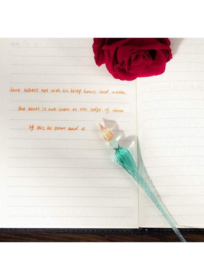 molshine - Handmade Glass Dip Pen Crystal Calligraphy Pen Signature Dipped Pen For Artist Women Men Teens,Writing Drawing Decoration Gifts (Ice Green) - Image 1