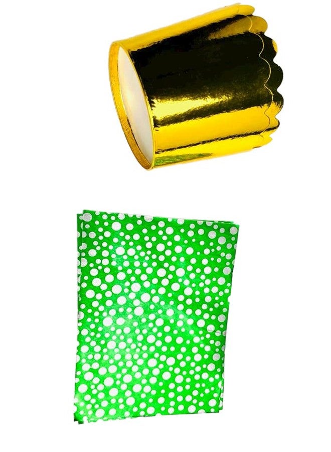 APSAMBR- 200 Pieces Green with Silver dot luminium Foil Candy Wrappers Sugar Wraps Paper for DIY Candies and Chocolate Packaging by Party Wedding Birthday Christmas Accessories4 by 6-Inch - Image 4