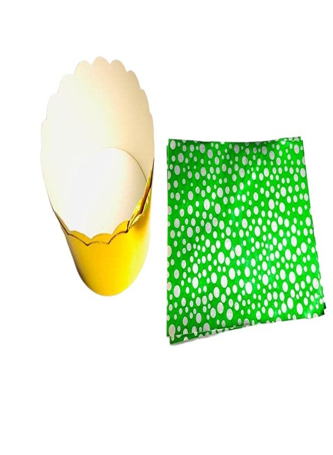 APSAMBR- 200 Pieces Green with Silver dot luminium Foil Candy Wrappers Sugar Wraps Paper for DIY Candies and Chocolate Packaging by Party Wedding Birthday Christmas Accessories4 by 6-Inch - Image 2