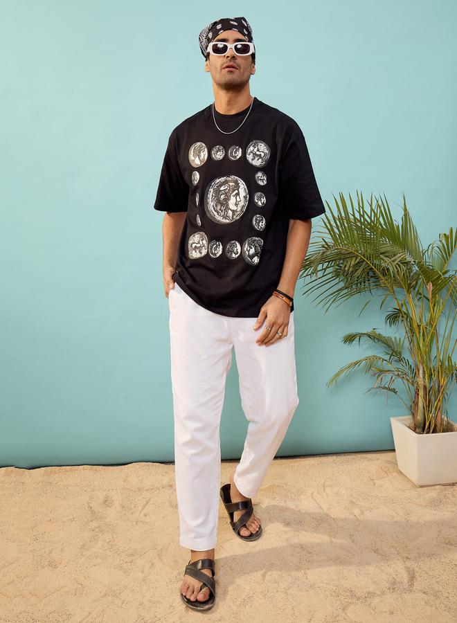 Mascln Sassafras Coin Graphic Print Oversized T-Shirt by Styli - Image 1