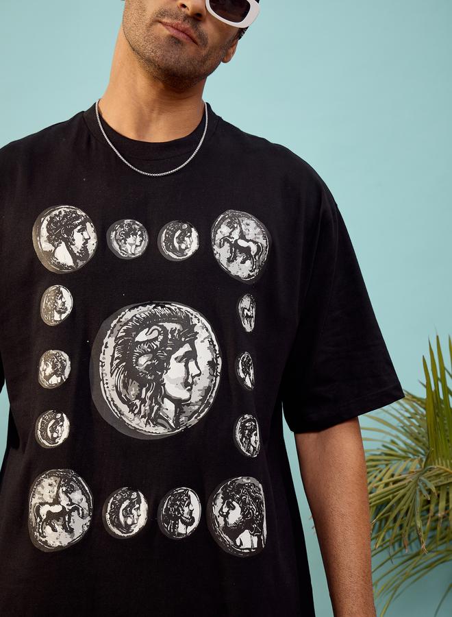 Mascln Sassafras Coin Graphic Print Oversized T-Shirt by Styli - Image 5