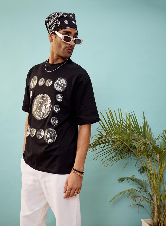 Mascln Sassafras Coin Graphic Print Oversized T-Shirt by Styli - Image 4