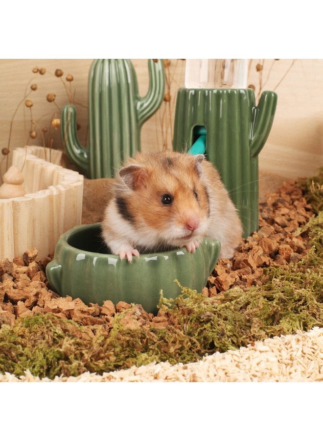 BUCATSTATE Food Bowl for Hamster 2PCS Cactus Drinking Bowl Waterproof Food Dish Ceramic Feeding Bowls for Small Animals, Birds, Guinea Pig, Chipmunk - Image 2