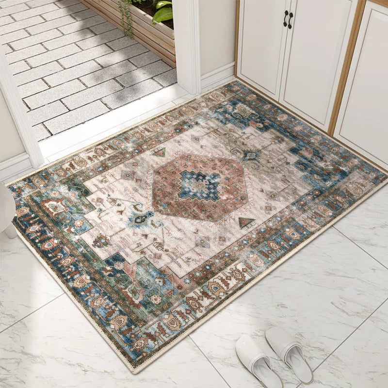 Collive Indoor Door Mat Retro Floor Mat, Non Slip Washable Doormat Quickly Absorb Welcome Mats Low-Pile Front Door Rug Inside Entryway Carpet for Entrance - 32"x48" - Image 1