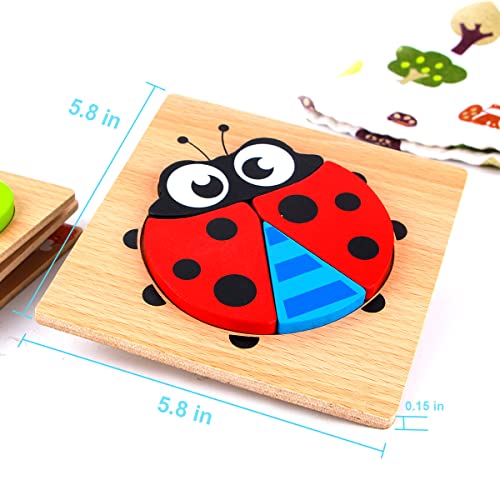 SKYFIELD Wooden Animal Puzzles for Toddlers 1 2 3 Years Old, Boys & Girls Educational Toys Gift with 4 Animal Patterns, Bright Vibrant Color Shapes, Customize Gift Box Ready - Image 4