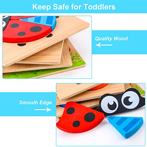 SKYFIELD Wooden Animal Puzzles for Toddlers 1 2 3 Years Old, Boys & Girls Educational Toys Gift with 4 Animal Patterns, Bright Vibrant Color Shapes, Customize Gift Box Ready - Image 2