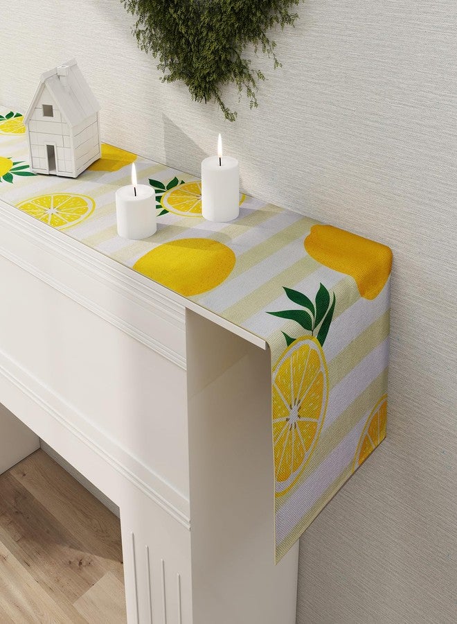 Rotumaty Lemon Table Runner Kitchen Decor - Yellow and White Stripes Lemon Table Decorations Summer Spring Seasonal Home Decor for Dining Table Farmhouse Party 13 × 72 Inch - Image 5