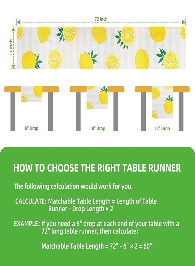 Rotumaty Lemon Table Runner Kitchen Decor - Yellow and White Stripes Lemon Table Decorations Summer Spring Seasonal Home Decor for Dining Table Farmhouse Party 13 × 72 Inch - Image 4