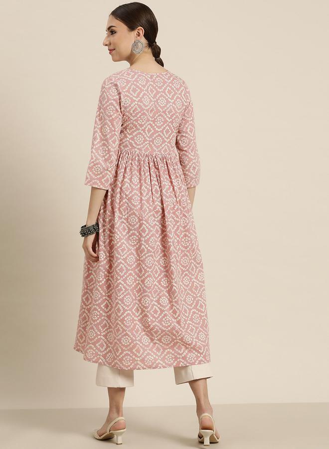 ساسافراس كُرتا بوهيمي مطبوع بياقة مربوطة وتفاصيل مجمعة من ستايلي - Image 3