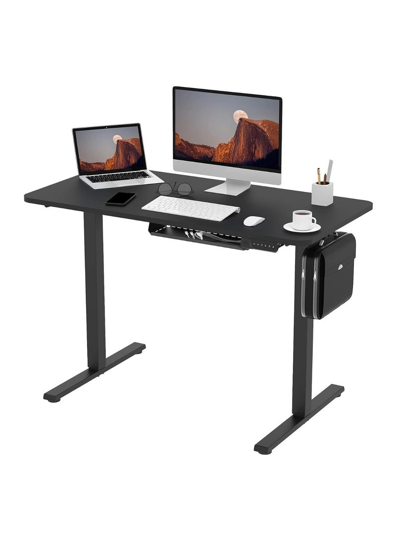 Flexispot مكتب كهربائي قائم بارتفاع قابل للتعديل من Flexispot E1 مع سطح مكتب من الفولاذ الثقيل ذو مرحلتين وإطار أسود وسطح مكتب أسود - Image 1