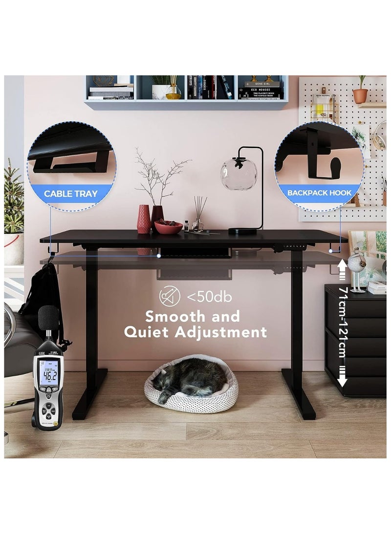 Flexispot مكتب كهربائي قائم بارتفاع قابل للتعديل من Flexispot E1 مع سطح مكتب من الفولاذ الثقيل ذو مرحلتين وإطار أسود وسطح مكتب أسود - Image 3