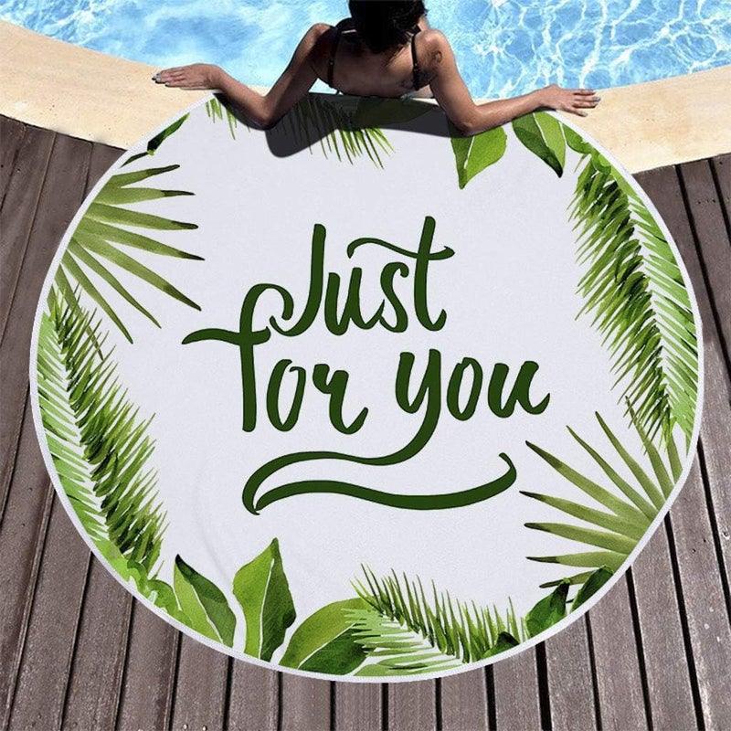 klarako Round Beach Towel Blanket, Quick Dry Beach Towel 2020 Summer Fashion Elements Beach Towels with Tassels Ultra Soft Super Water Absorbent Beach Throw60 X 60 Inch - Image 1