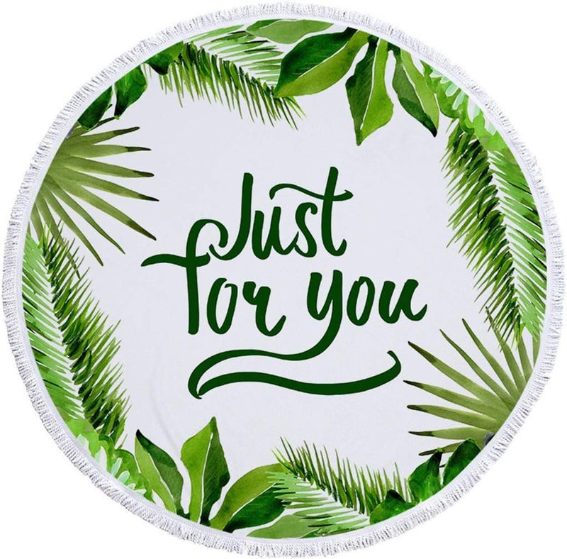 klarako Round Beach Towel Blanket, Quick Dry Beach Towel 2020 Summer Fashion Elements Beach Towels with Tassels Ultra Soft Super Water Absorbent Beach Throw60 X 60 Inch - Image 2