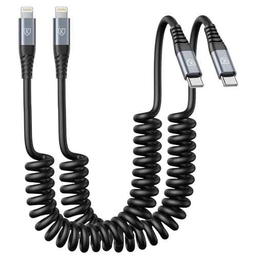 KIYODA USB C to Lightning Cable 3FT 2Pack, Coiled iPhone Charger Fast Charging for Car [Apple MFi Certified] Short USBC iPhone Cord Compatible with iPhone14/13/12/11 Pro Max/XS MAX/8/Plus/iPad/CarPlay - Image 1