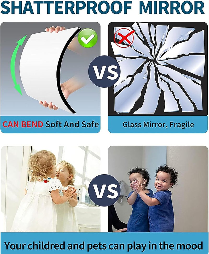 Flexible Self-Adhesive Wall Mirror, 2 Pcs 11.8 Inch x 7.8 Inch 2 mm Thick Acrylic Mirror Sheets Stickers for Bathroom and Bedroom (2, 20x30) - Image 4