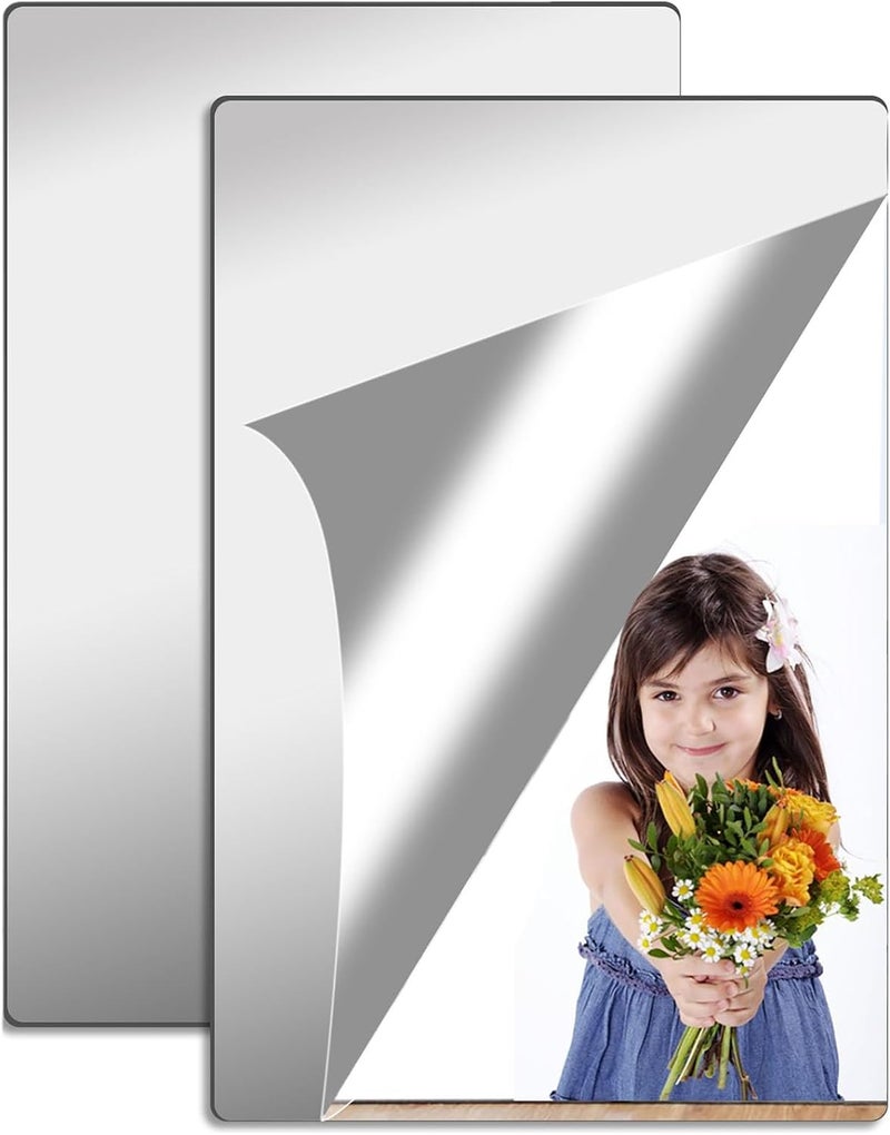 Flexible Self-Adhesive Wall Mirror, 2 Pcs 11.8 Inch x 7.8 Inch 2 mm Thick Acrylic Mirror Sheets Stickers for Bathroom and Bedroom (2, 20x30) - Image 1