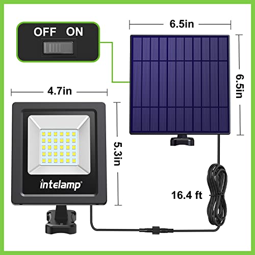 intelamp 4400mAh Solar Flood Lights, 2 Pack Outdoor Solar Security Light Dusk to Dawn Auto On/Off IP65 Waterproof Solar Powered Lights for Porch, Balcony, Yard, Garage, Barn, Garden - Image 3