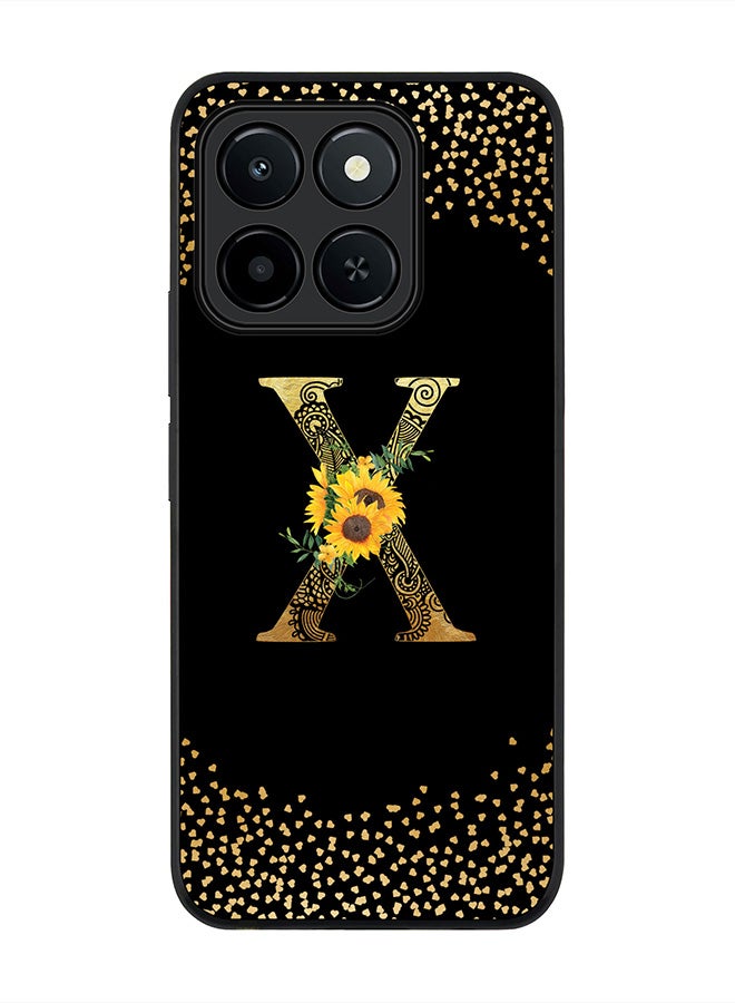 Stylizedd For Honor X6c Case,Slim fit Camera Protection, Shockproof Thin Phone cover  - Custom Floral Monogram - X ( Black )