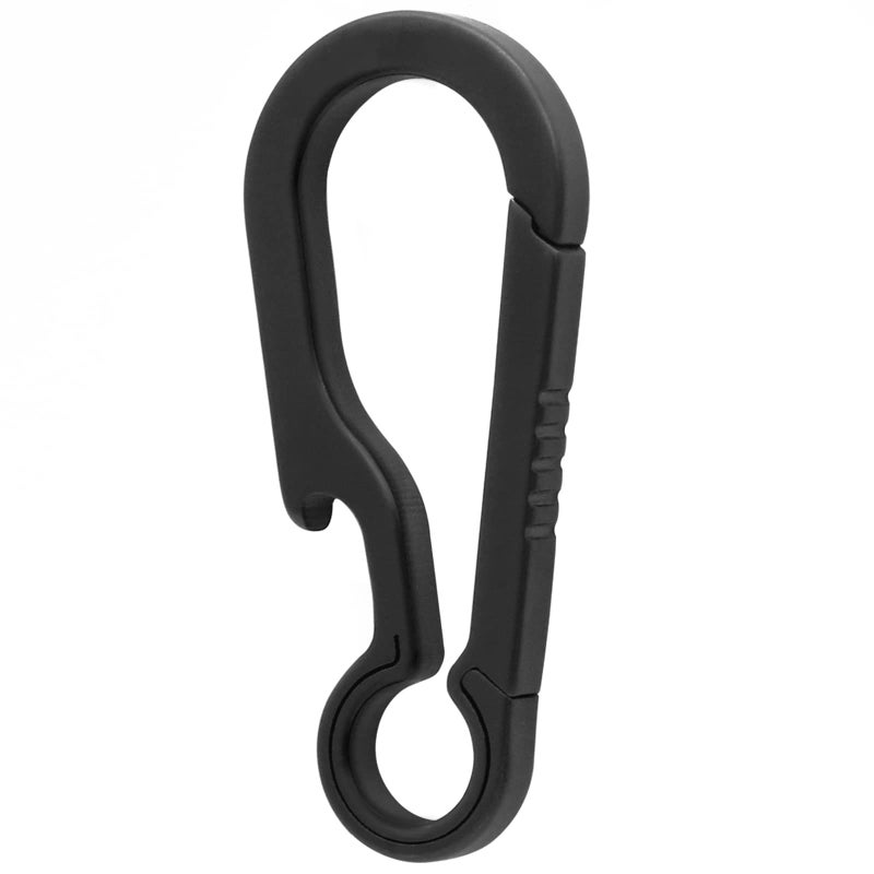 PJYTAC Black Titanium Carabiner for Keys Small Keychain Quick Release Key Clip with Bottle Opener Holder for Men and Women Gifts for Him - Image 1