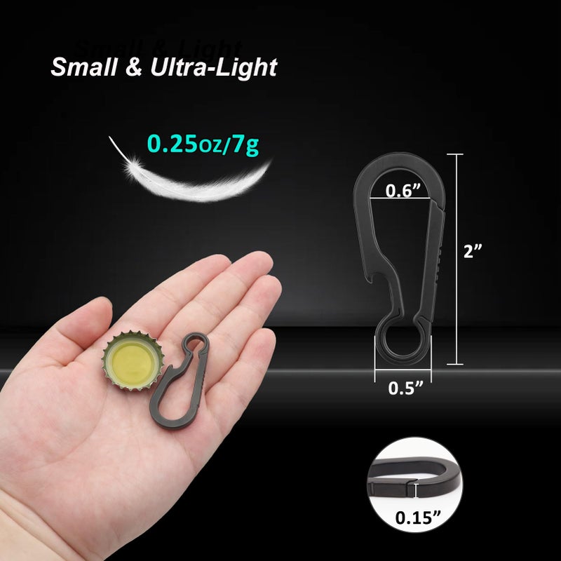 PJYTAC Black Titanium Carabiner for Keys Small Keychain Quick Release Key Clip with Bottle Opener Holder for Men and Women Gifts for Him - Image 5