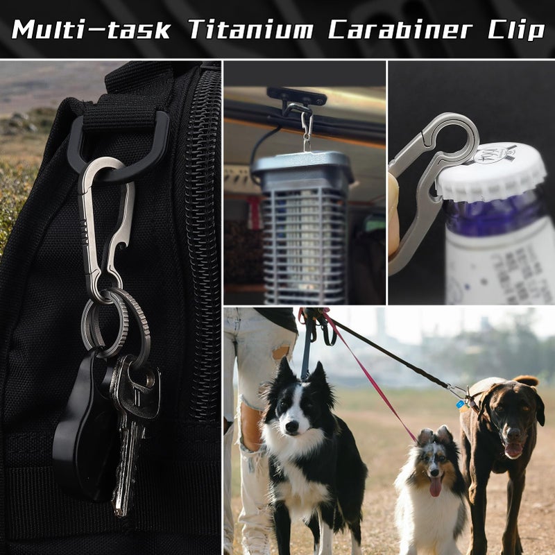 PJYTAC Black Titanium Carabiner for Keys Small Keychain Quick Release Key Clip with Bottle Opener Holder for Men and Women Gifts for Him - Image 4