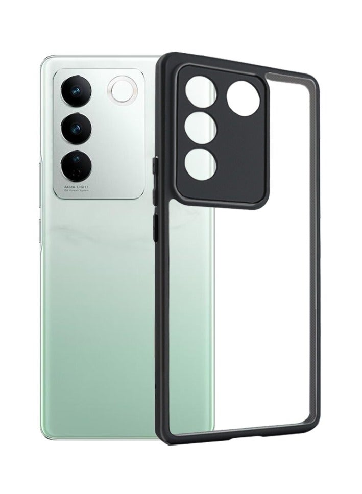 Case Cover Shockproof Hard PC Back Soft TPU Frame Anti-yellowing Slim Protective Cover Compatible with Vivo V27 / S16 (Clear) - Image 1