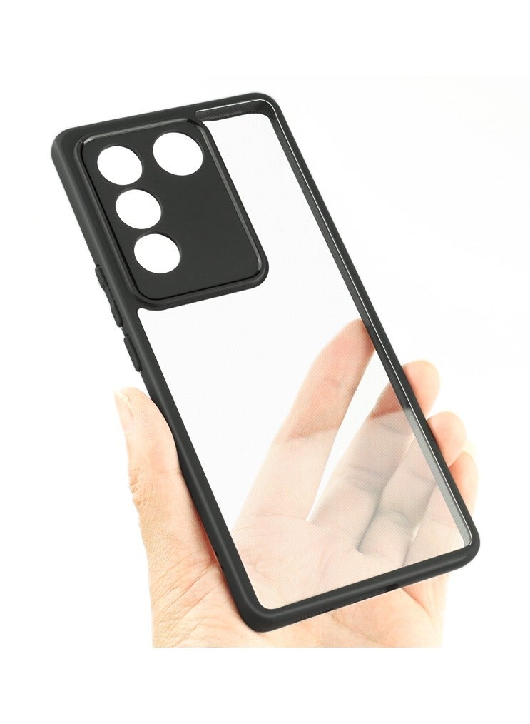 Case Cover Shockproof Hard PC Back Soft TPU Frame Anti-yellowing Slim Protective Cover Compatible with Vivo V27 / S16 (Clear) - Image 2