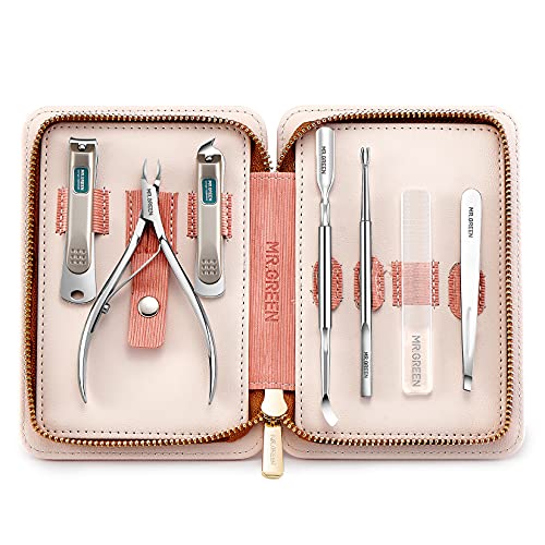 MrGreen MRGREEN 7in1 Manicure Sets Personal Care Tools Stainless Steel Professional Nail Clippers Pedicure Set Travel Case Kits Mr6032 