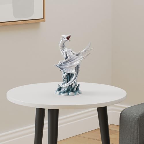 PTC 10.5 Inch White Ice Dragon on Crystal Mythological Statue Figurine - Image 2