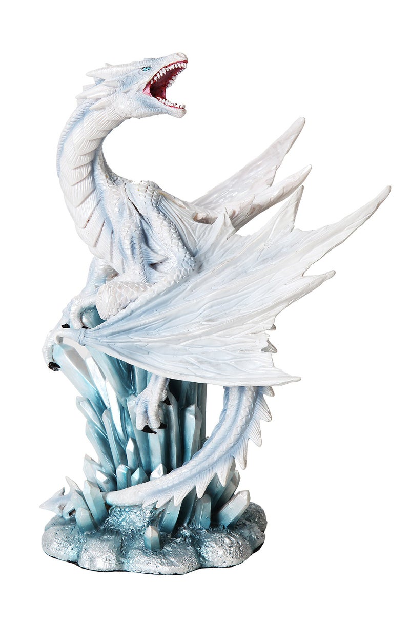 PTC 10.5 Inch White Ice Dragon on Crystal Mythological Statue Figurine - Image 4