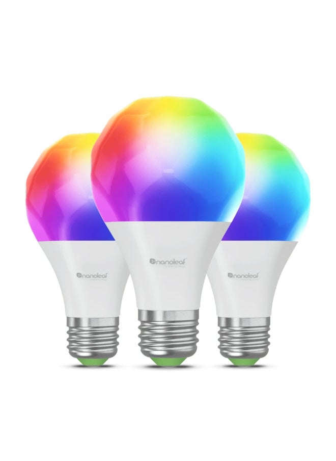 Nanoleaf - Essentials Smart Light Bulb MATTER Edition  A60/E27 - for Home/Office, Color Changing RGBCW, Dimmable Bulb, Bluetooth/Thread Enabled, works with iOS/Android - Alexa, Google, Smart Things - 3 Pack - Image 1