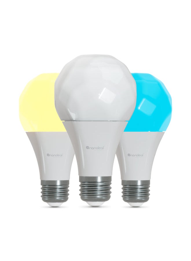 Nanoleaf - Essentials Smart Light Bulb MATTER Edition  A60/E27 - for Home/Office, Color Changing RGBCW, Dimmable Bulb, Bluetooth/Thread Enabled, works with iOS/Android - Alexa, Google, Smart Things - 3 Pack - Image 1