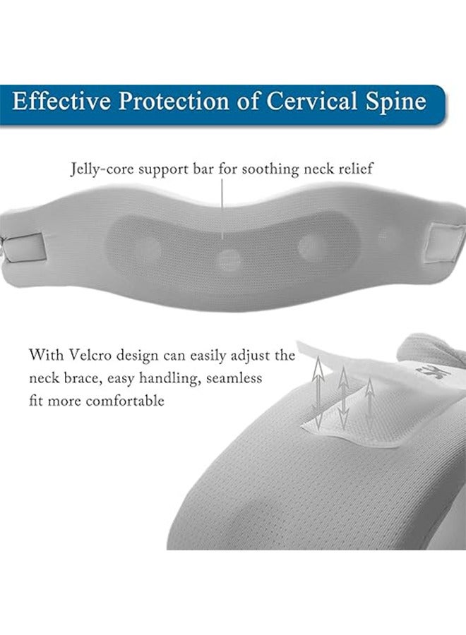 Double Fish Cervical Correction Neck Brace, Adjustable Neck Support Brace for Sleeping, Used to Relieve Neck Fatigue and Spinal Pressure, Removable Wash Cover Neck Support - Moonlight Grey - L Code - Image 3