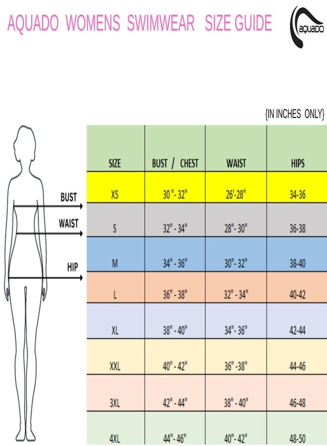 Aquado Womens Swim Suit with Removable Bra Pads Frock Style with Zipper (in, Alpha, L, Regular, Standard, Black RED) - Image 4