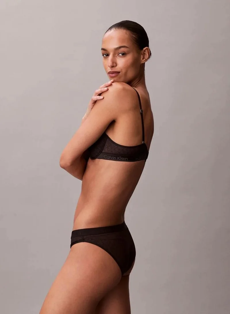 Calvin Klein Black Lightly Lined Demi Bra - Icon Logo Lace for Women | Best Price UAE