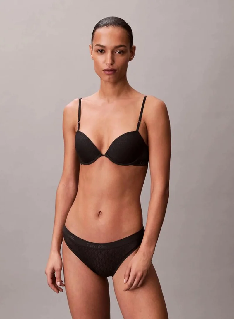 Calvin Klein Black Lightly Lined Demi Bra - Icon Logo Lace for Women | Best Price UAE
