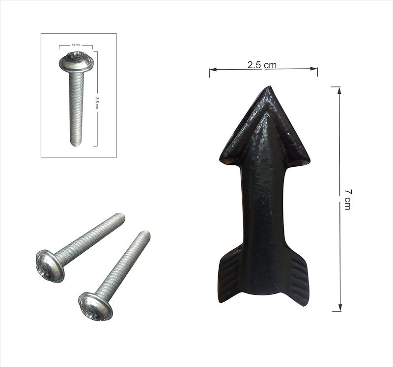 Two Moustaches Flying Arrow Design CabinetWardrobe Knobs Black Pack of 6 - Image 5