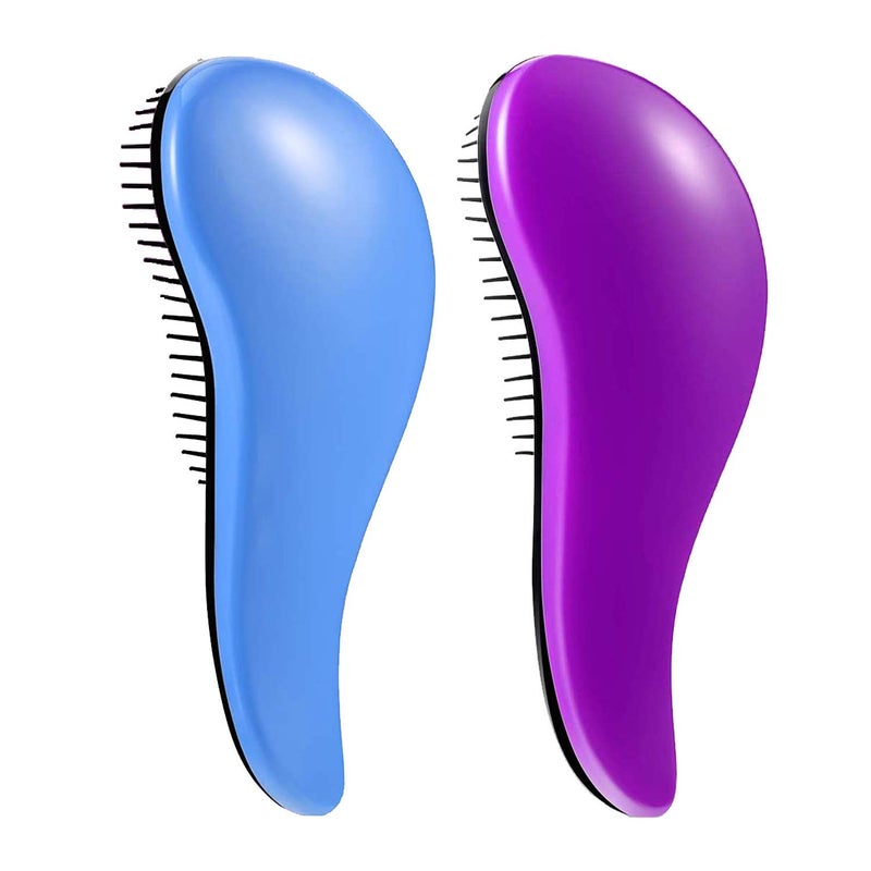 WYNK Detangler Brush for Adults  Kids WYNK Detangling Comb Hair Styling Tools  Appliances for NaturalWavyCurlyCoilyWetDryOilThickStraightLong Hair 2 Pack BluePurple