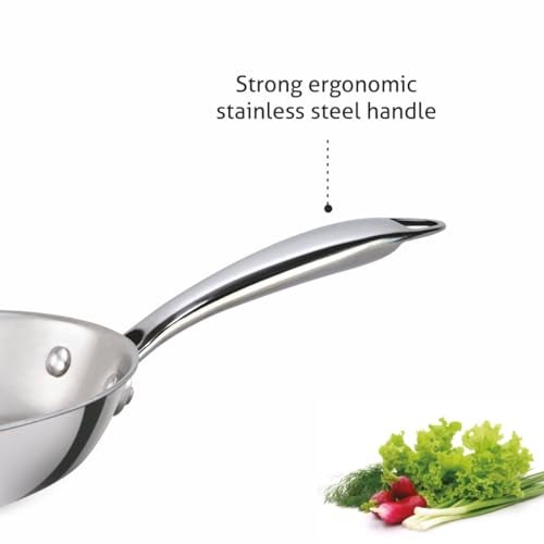 Alda Vitale Triply Stainless Steel Fry Pan 22 Cm, Silver (Induction & Gas Friendly) - Image 4